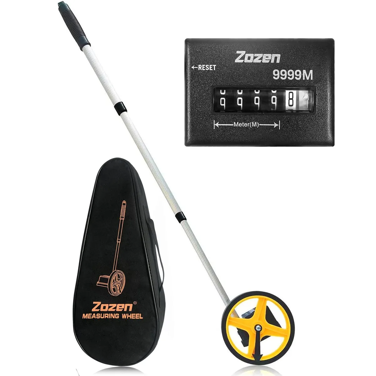 Zozen Measuring Wheel 9,999 m 43–95 cm telescopic carrying bag — product photo