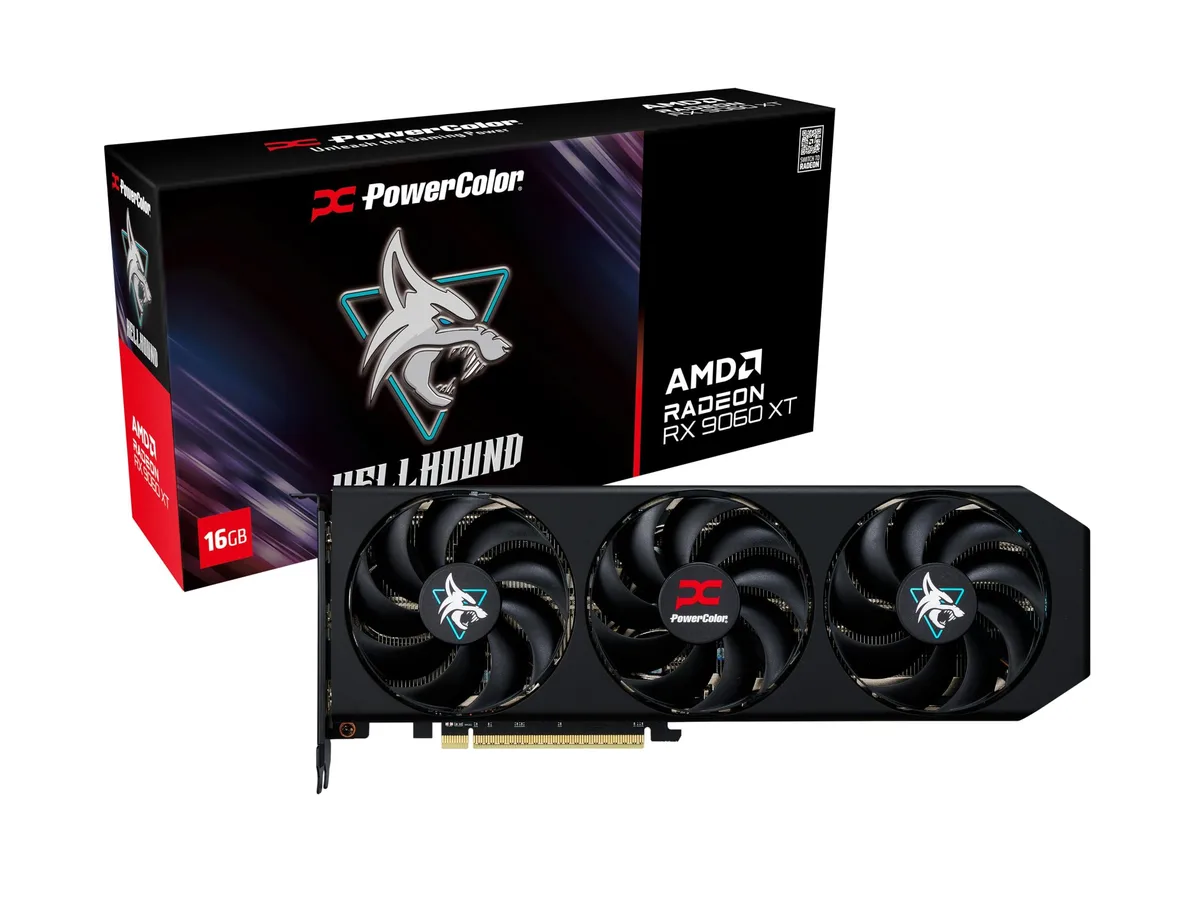 PowerColor PowerColor Hellhound Radeon RX 9060 XT 16GB GDDR6 graphics card — product photo