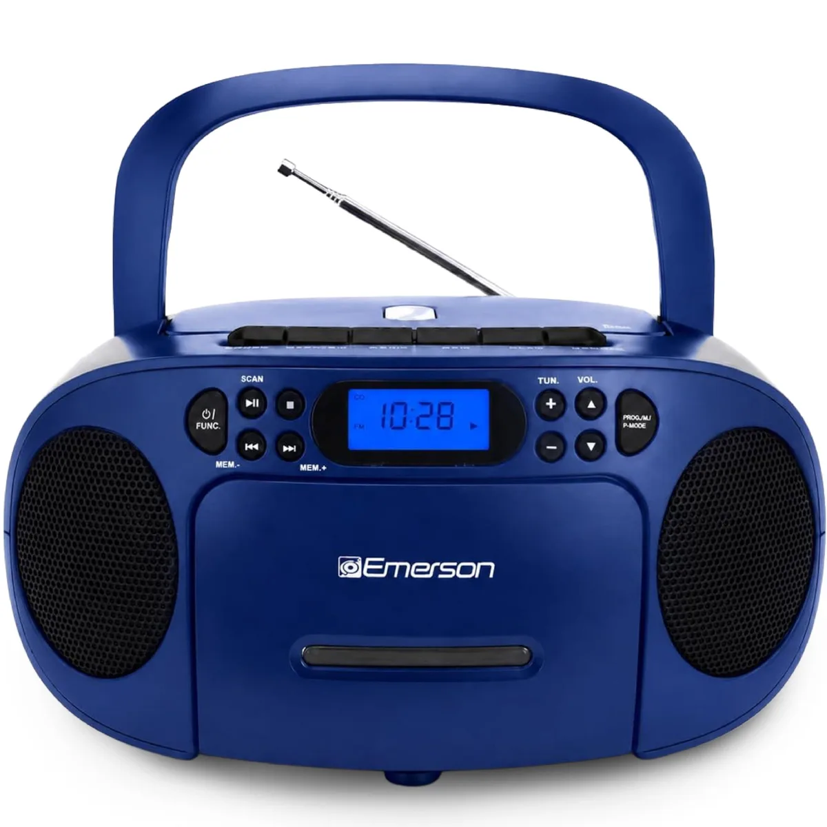 Emerson EPB-3003-BL Blue CD Cassette Boombox — product photo