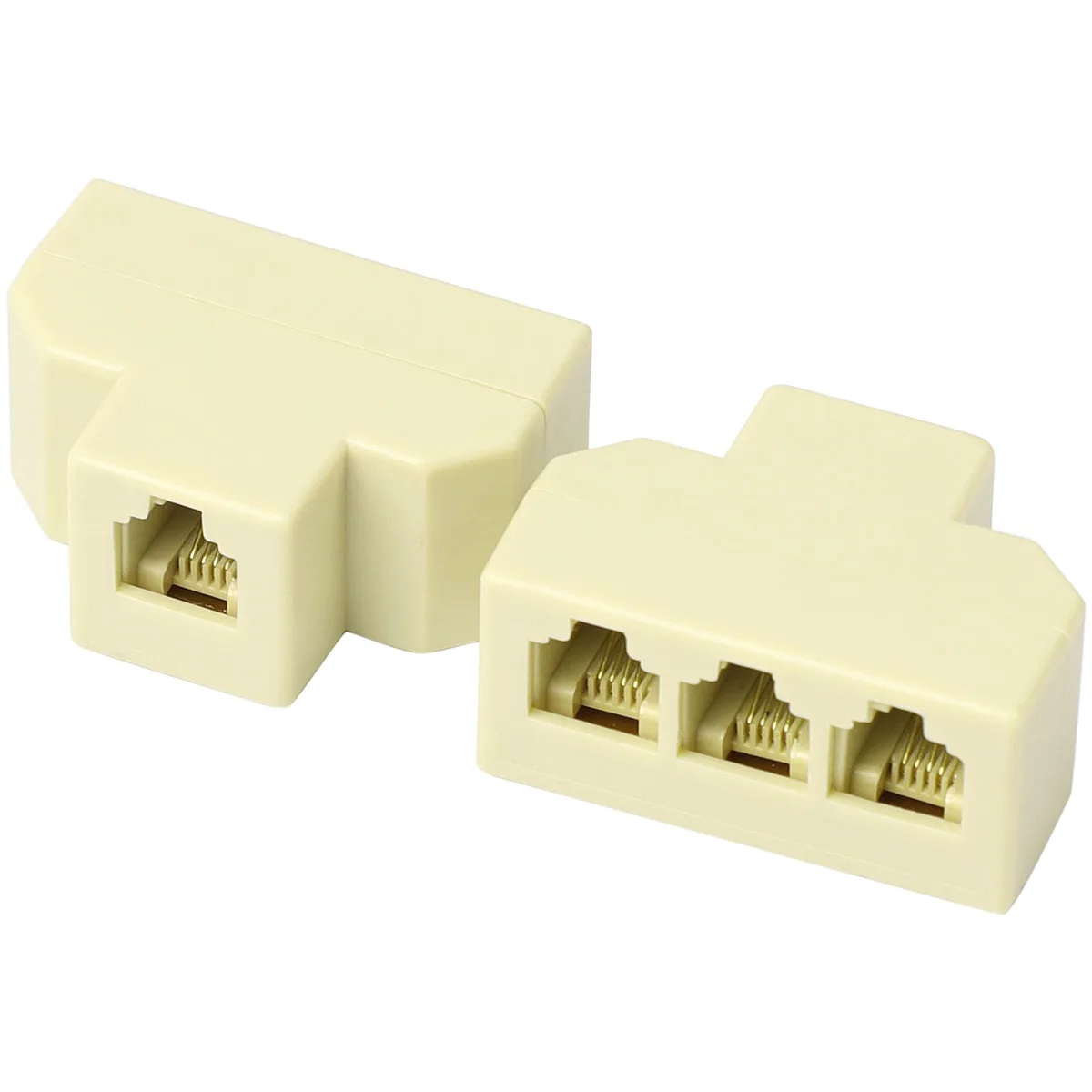 Unique-Bargains Unique-Bargains RJ11 1 to 3 Female Splitter 2pcs Beige — product photo