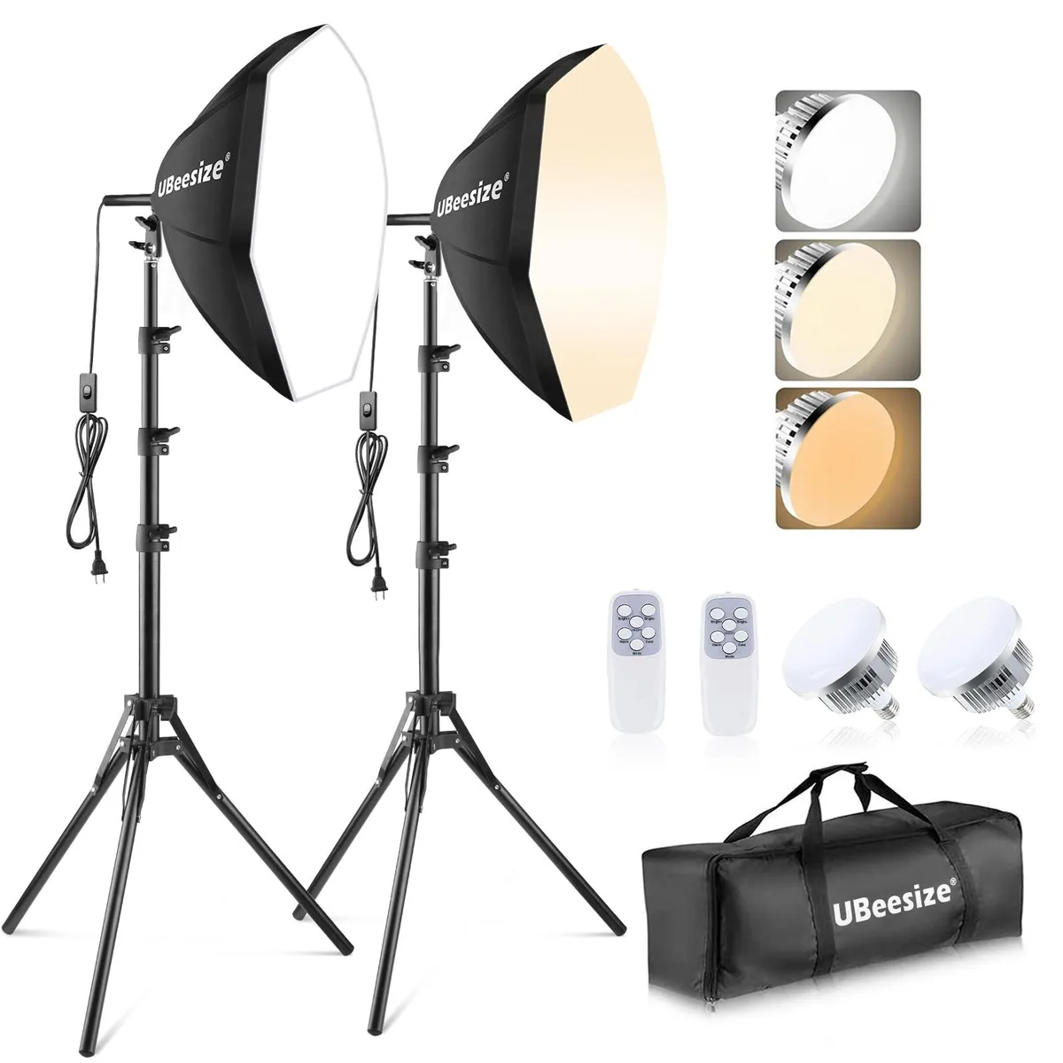  UBeesize UB002 20'' 85W 3000-7500K Softbox Lighting Kit 2 Pack — product photo