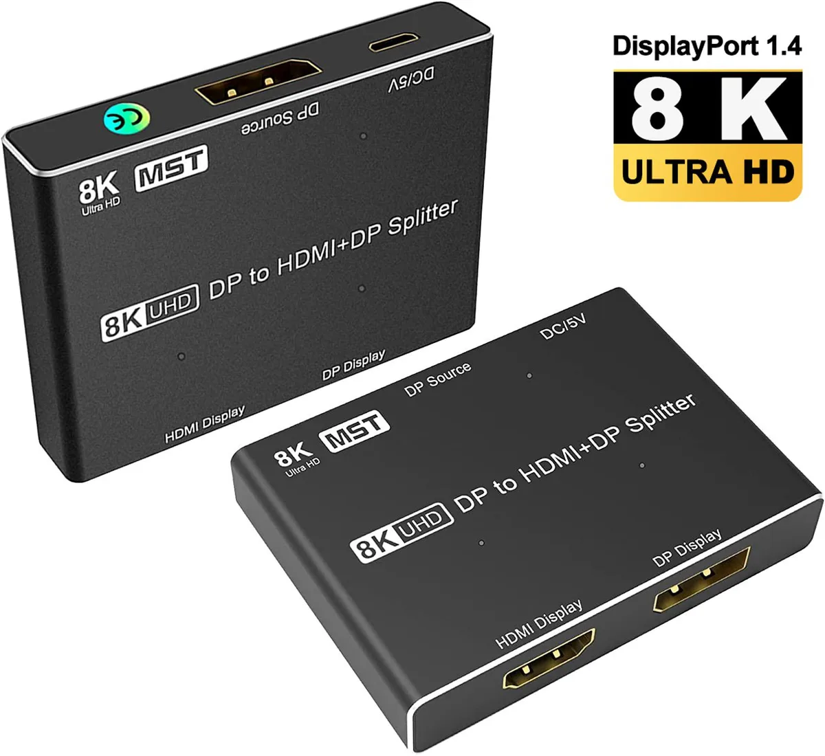 Jansicotek Jansicotek DisplayPort 1.4 Switch 8K@30Hz 4K@120Hz DP+HDMI 2.1 1-in-2-out — product photo