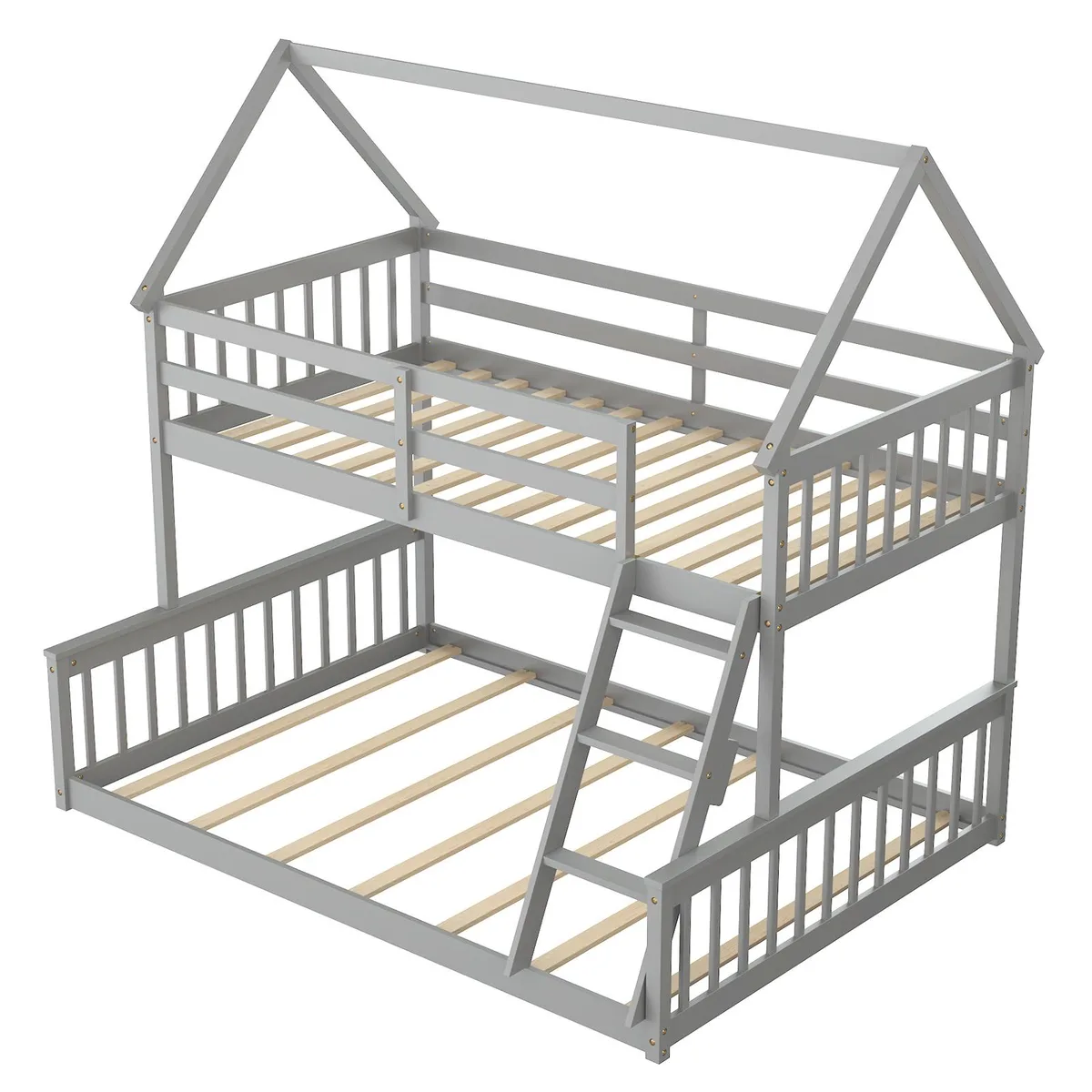 SlickBlue SlickBlue Twin Over Full House Bunk Bed Gray — product photo