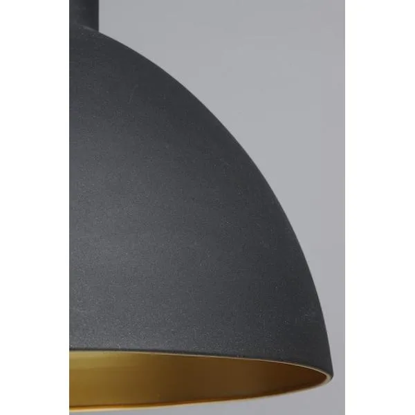 Black and gold pendant light, 13.75 inches wide, spun metal shade