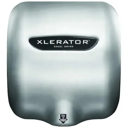 Silver brushed stainless steel automatic hand dryer, surface mounted