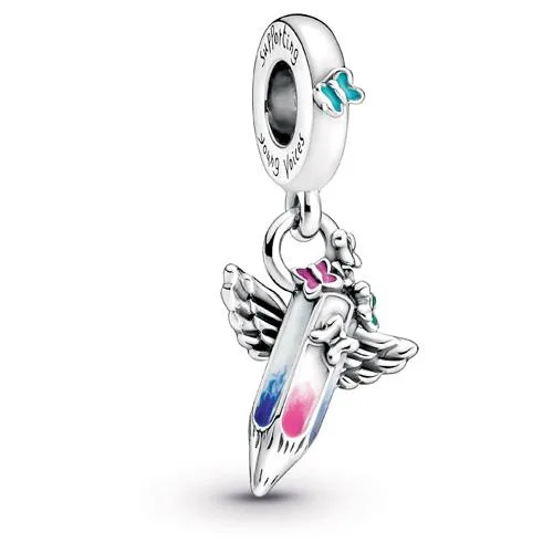 PANDORA PANDORA Dreams of the Future Crayon Dangle Charm sterling silver blue pink yellow enamel — product photo