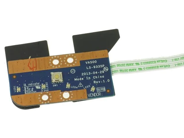 Small green circuit board with ribbon cable and power button module