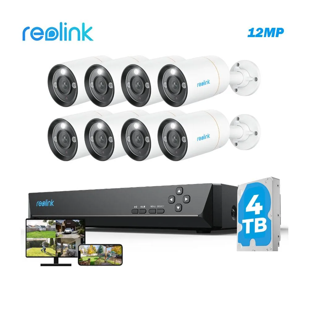 Reolink Reolink 16CH 12MP PoE Surveillance Security System 8 Cameras 12TB HDD — product photo