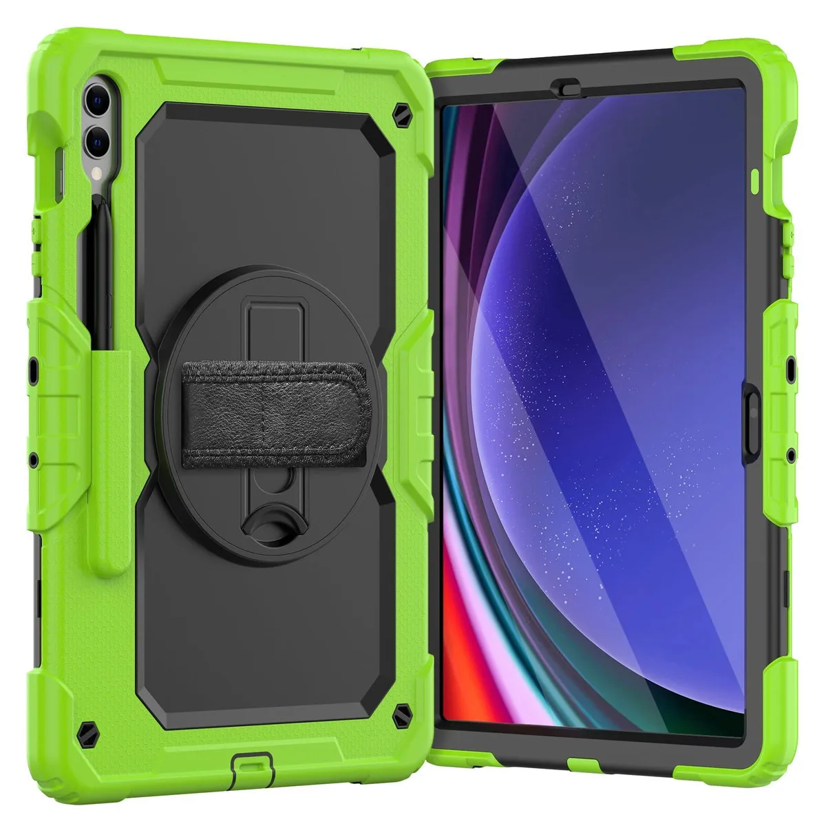 Timoom Timoom Heavy Duty Case with Screen Protector, 360° Stand, Straps for Galaxy Tab S10+/S9 FE+/S9+ 12.4" Green — product photo