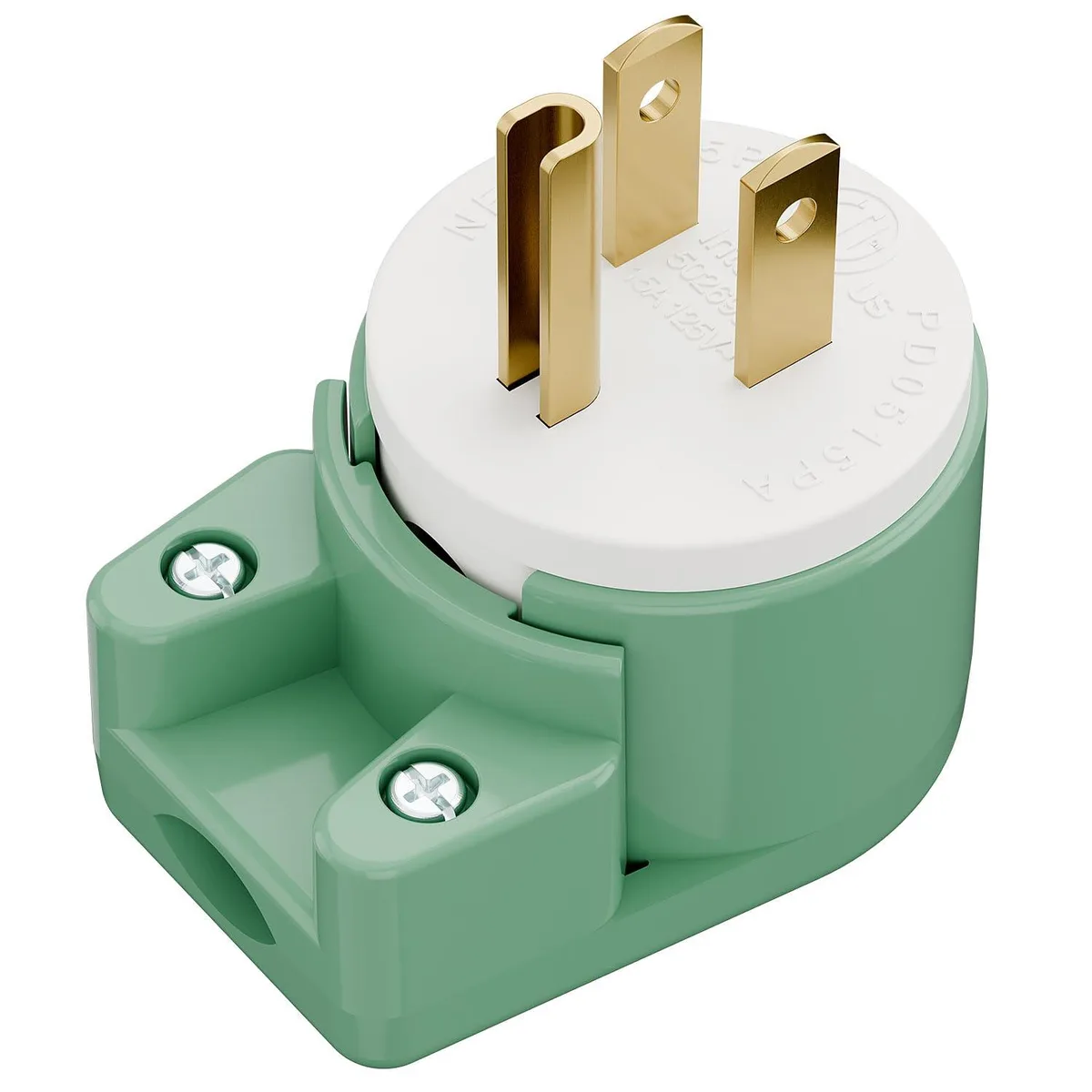LORDWORLD LORDWORLD NEMA 5-15P 360° Rotatable Right Angle Plug 15A 125V Green — product photo