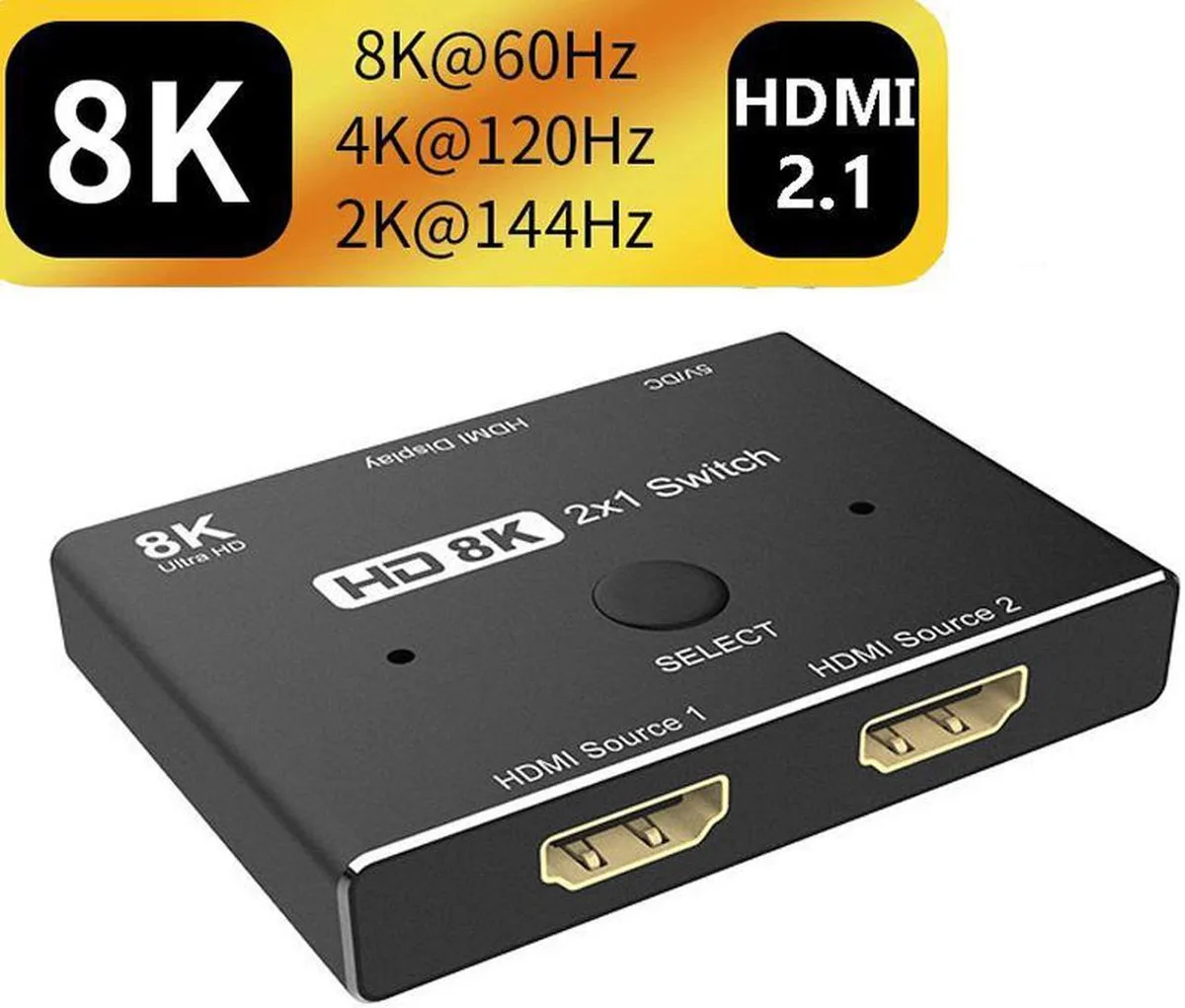 Vszerda Vszerda HDMI 2.1 2-in-1-out 8K 60Hz 4K 120Hz 48Gbps video splitter — product photo