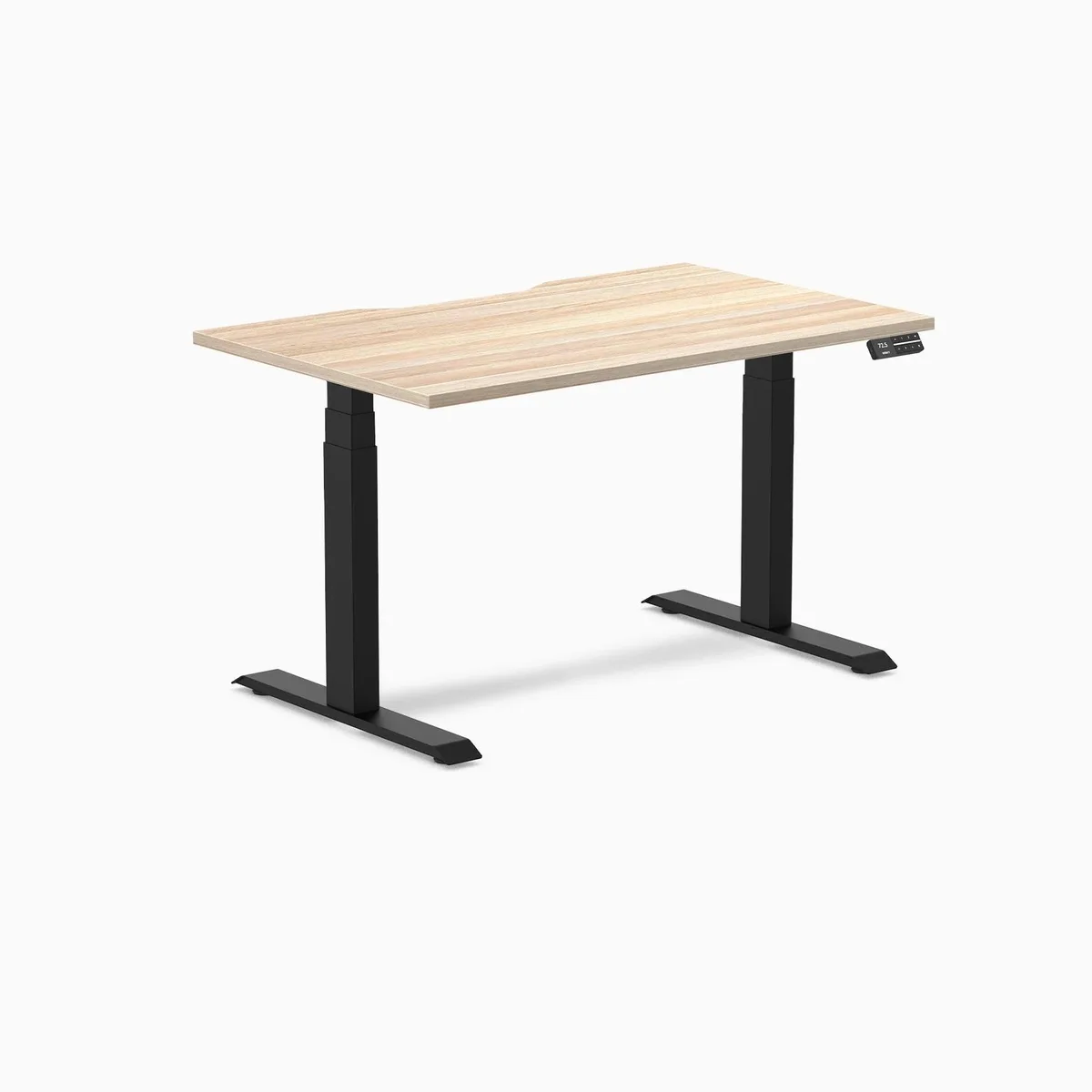 Desky Desky Dual Scalloped Sit Stand Desk Classic Oak 47.2 x 29.5 in Matte Black — product photo