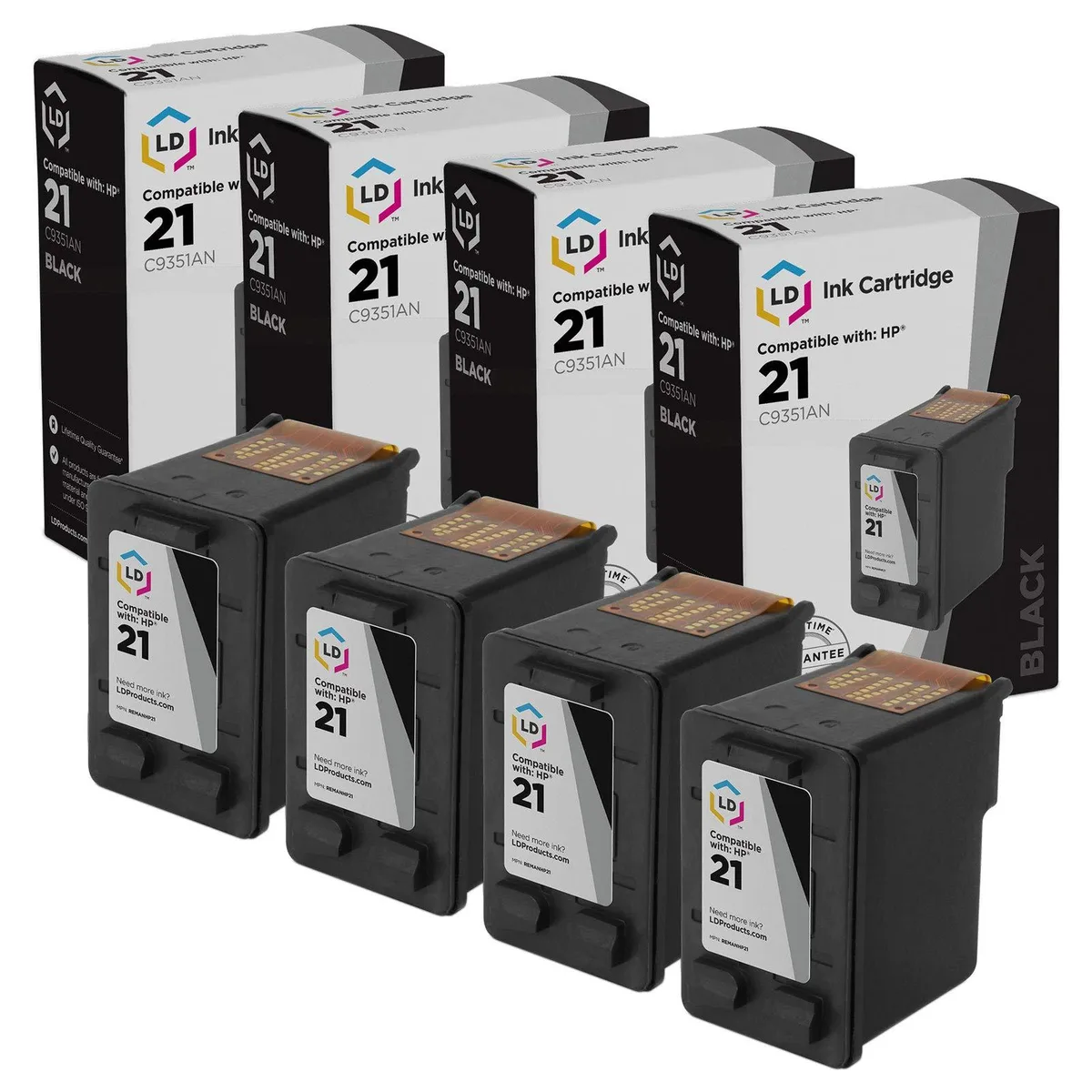 LD Products LD Products Remanufactured Ink Cartridge HP 21 Black 4-Pack — product photo