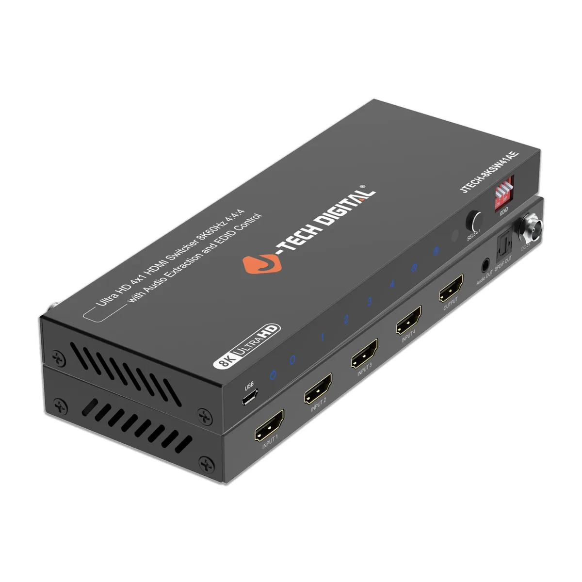 J-Tech Digital Inc. J-Tech Digital JTECH-8KSW41AE 4x1 HDMI Switch 8K60 4K120 1080p240 Audio Extraction — product photo