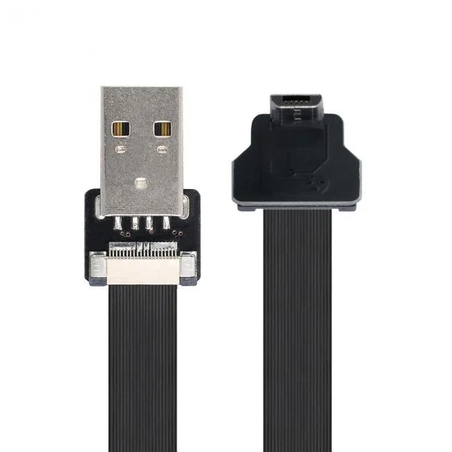 Cablecc Cablecc Down Angled USB 2.0 Type-A to Micro USB 5Pin Flat Slim FPC Cable 10-200cm — product photo