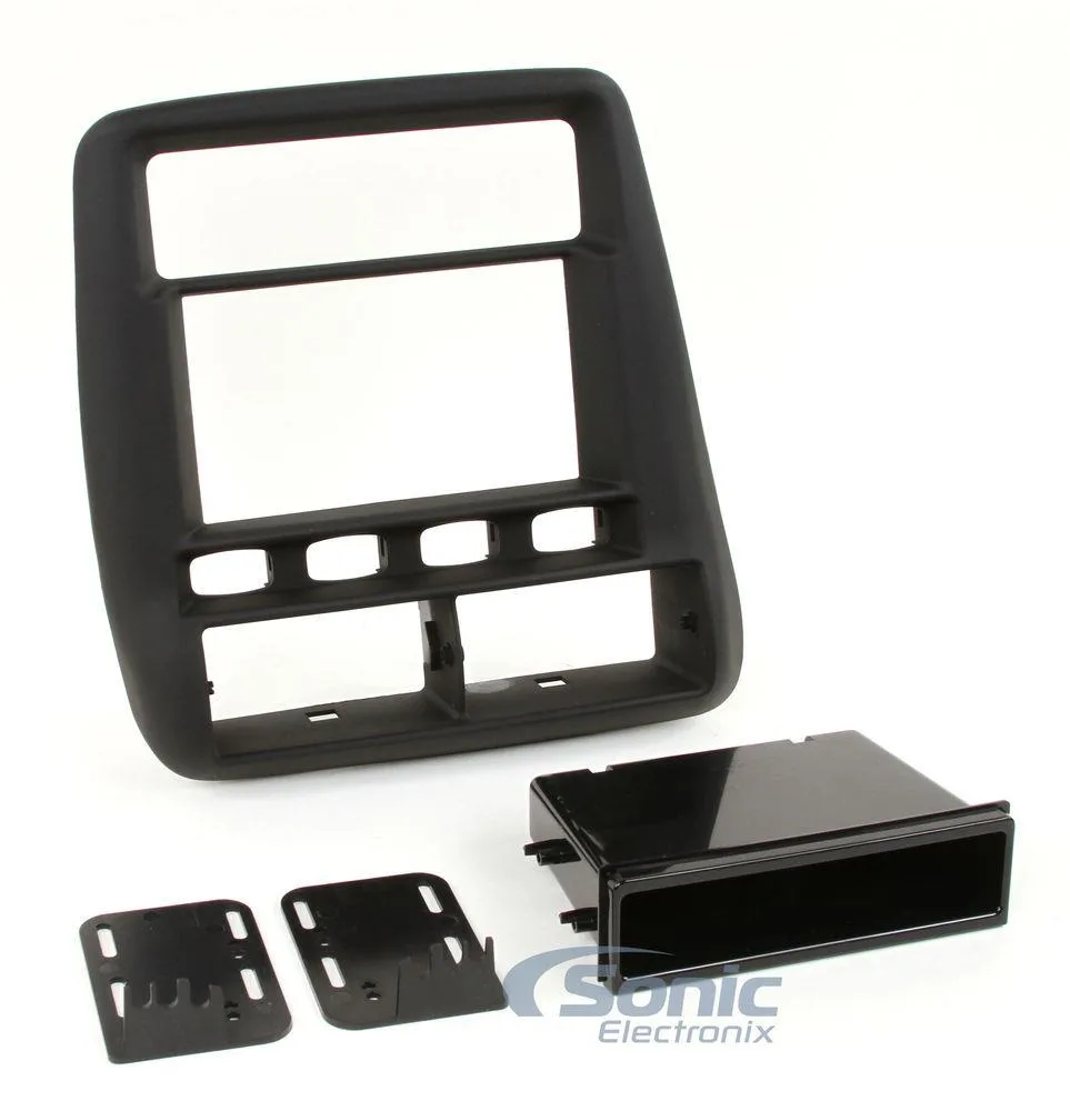Matte black double-DIN dash kit with pocket and brackets for 1997-2002 Camaro