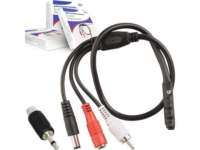 LORDWORLD LORDWORLD Outdoor CCTV Microphone 3-Pack RCA 6-12V 13in Cable — product photo