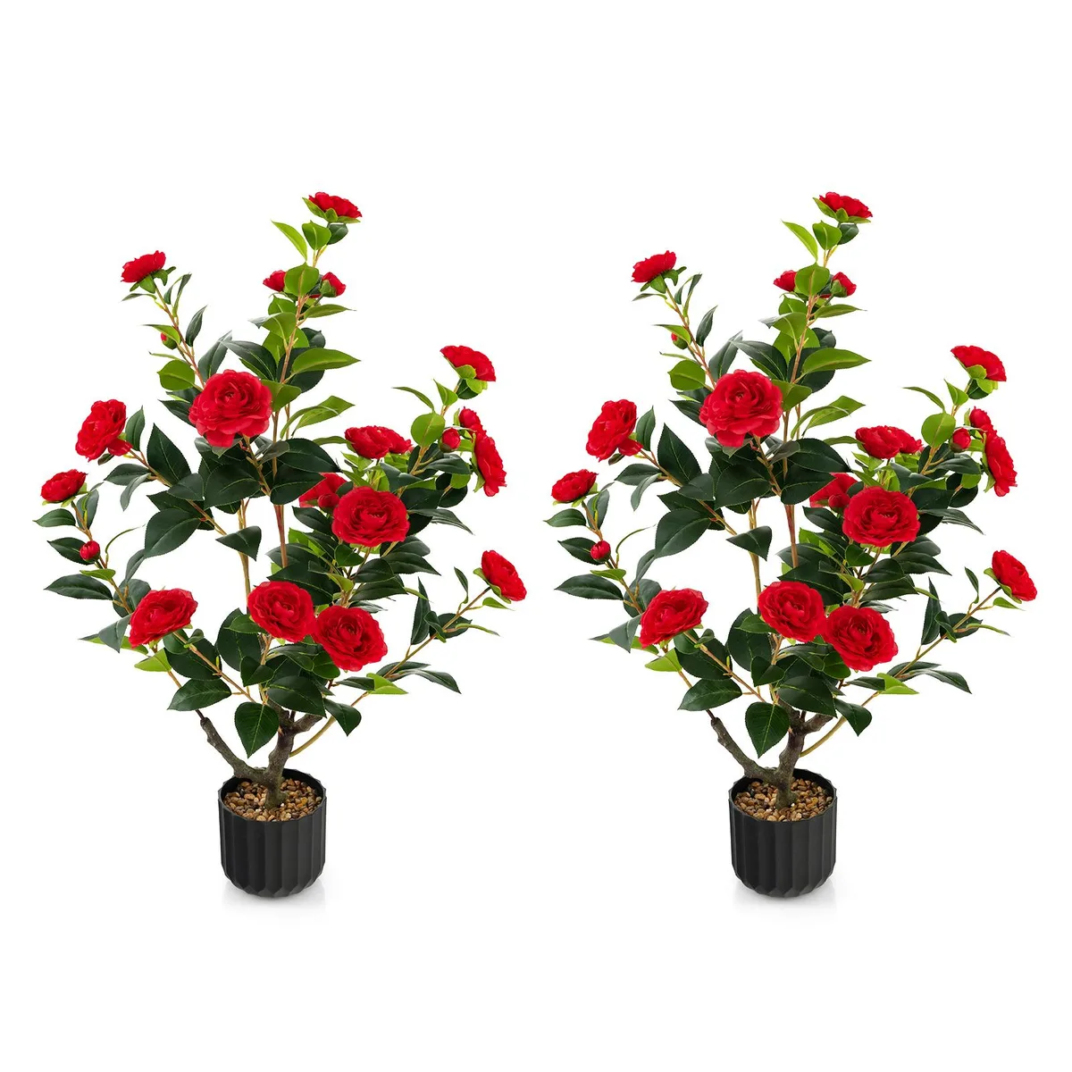 SlickBlue SlickBlue 38 Inch Artificial Camellia Tree Red 2 Pack — product photo