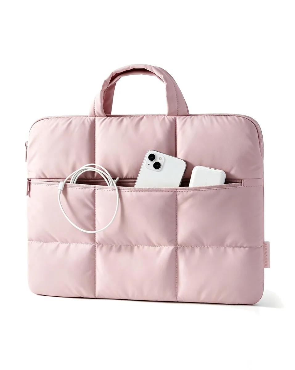 BAGSMART 15.6 Inch Puffer Laptop Sleeve Pink — product photo