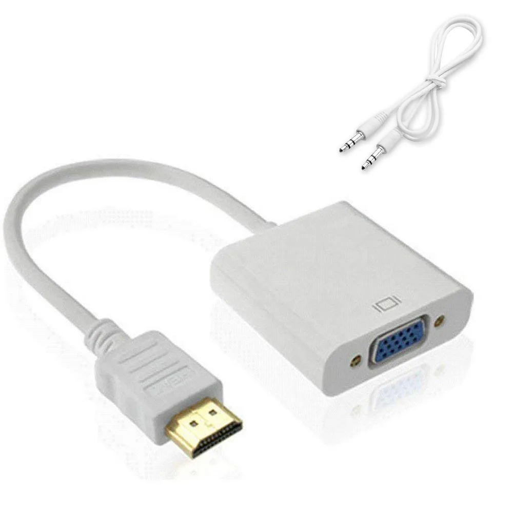 ESTONE ESTONE HDMI to VGA Adapter with 3.5mm Audio 10ft White — product photo