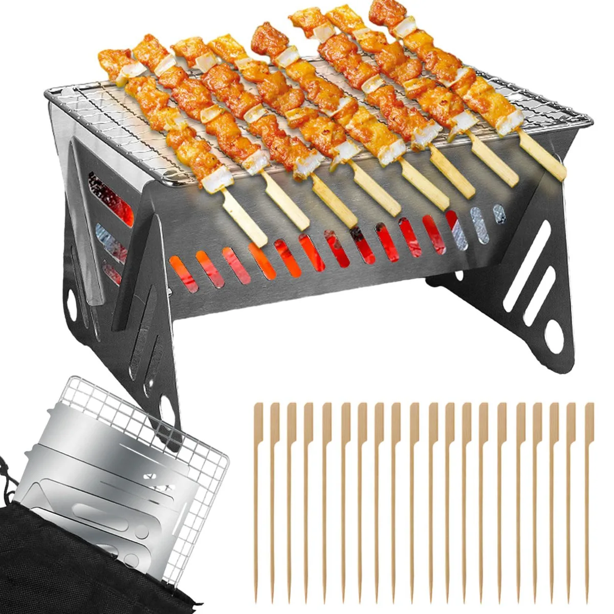  Arrebol Arrebol-024 Stainless Steel BBQ Grill with Bamboo Chopsticks and Storage Bag — product photo