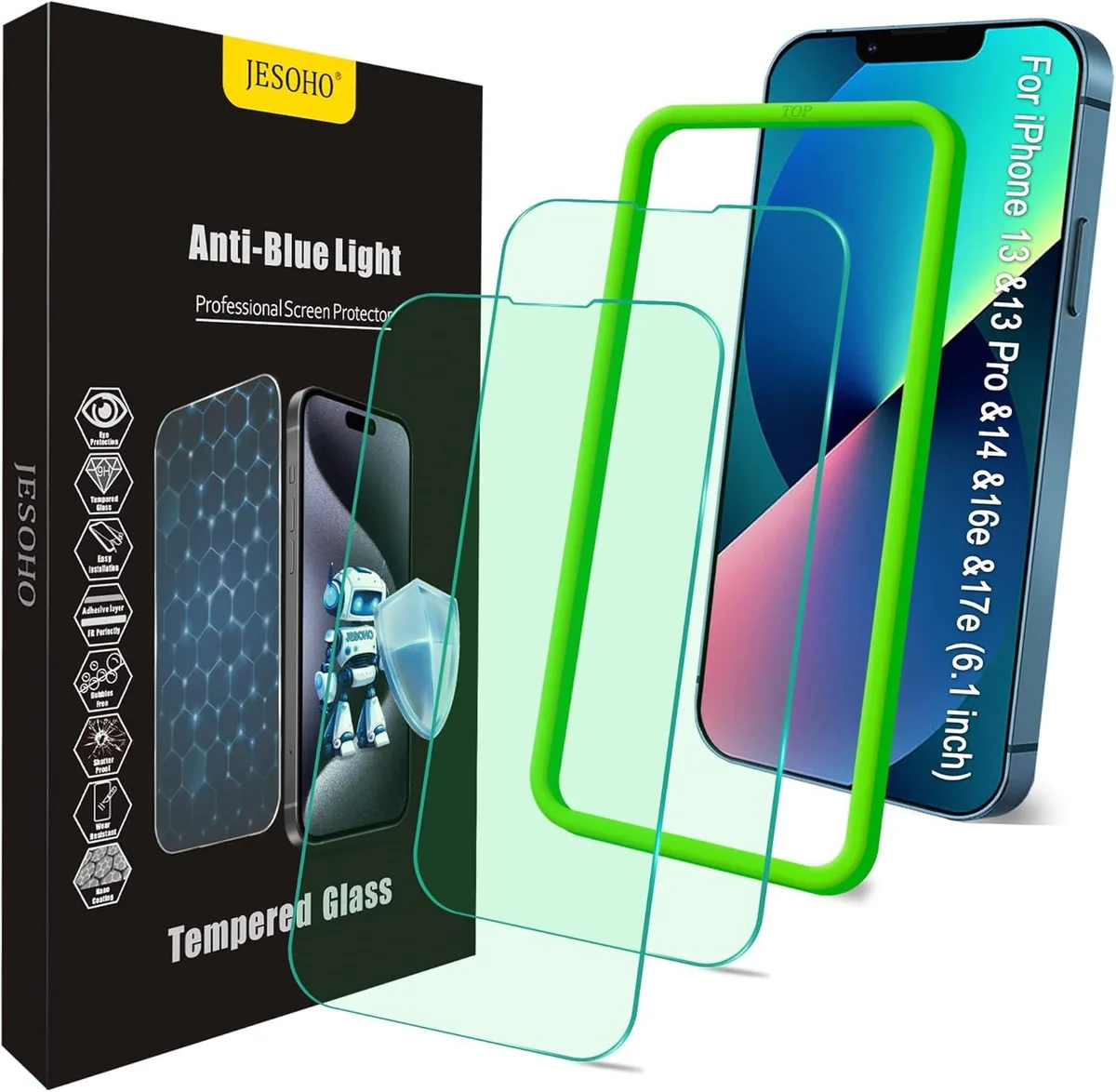 NuoTo NuoTo Blue Light Screen Protector iPhone 13/13 Pro/14/16e/17e 6.1 inch 2 Pack — product photo