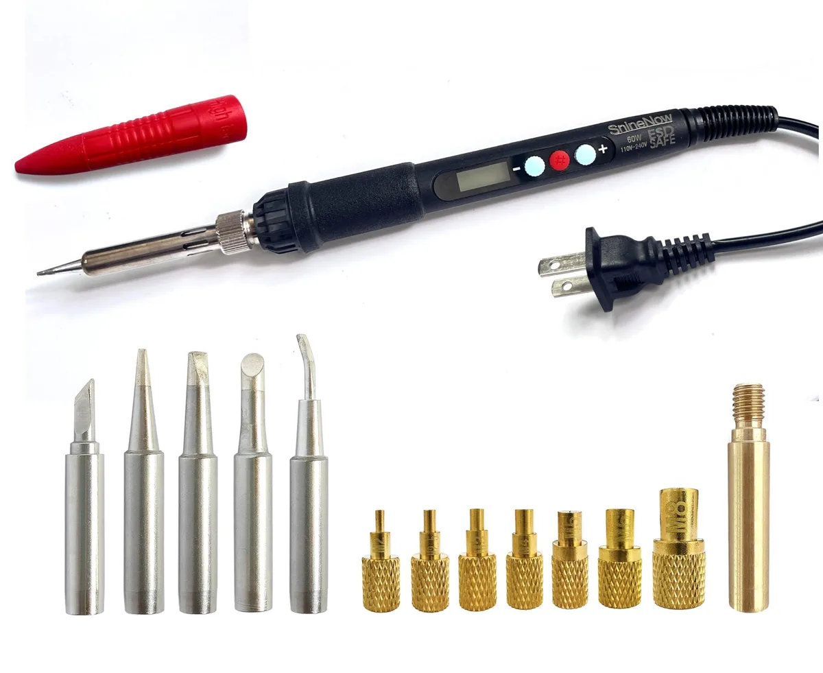 60W digital soldering iron with display and tip set