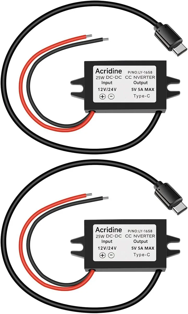 Misskit Misskit 2-Pack DC 12V/24V to 5V USB-C Buck Converter 5A 25W Waterproof Power Adapter — product photo