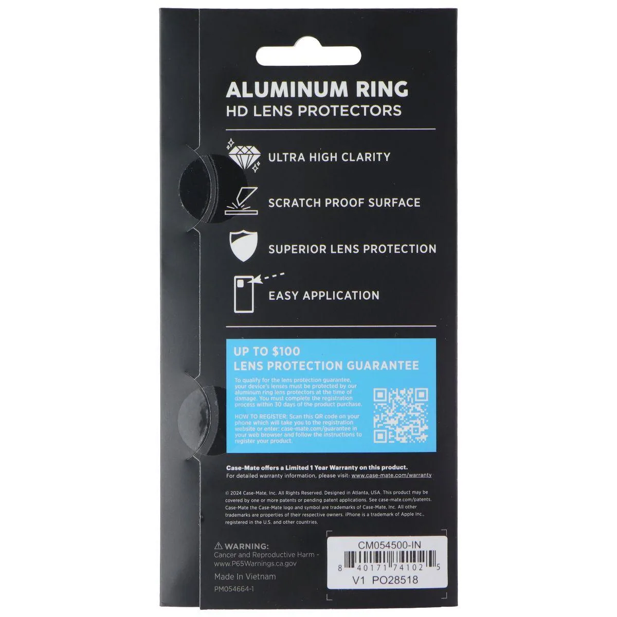 Case-Mate Case-Mate Aluminum Ring Lens Protectors iPhone 16 Pro / 16 Pro Max Black — product photo
