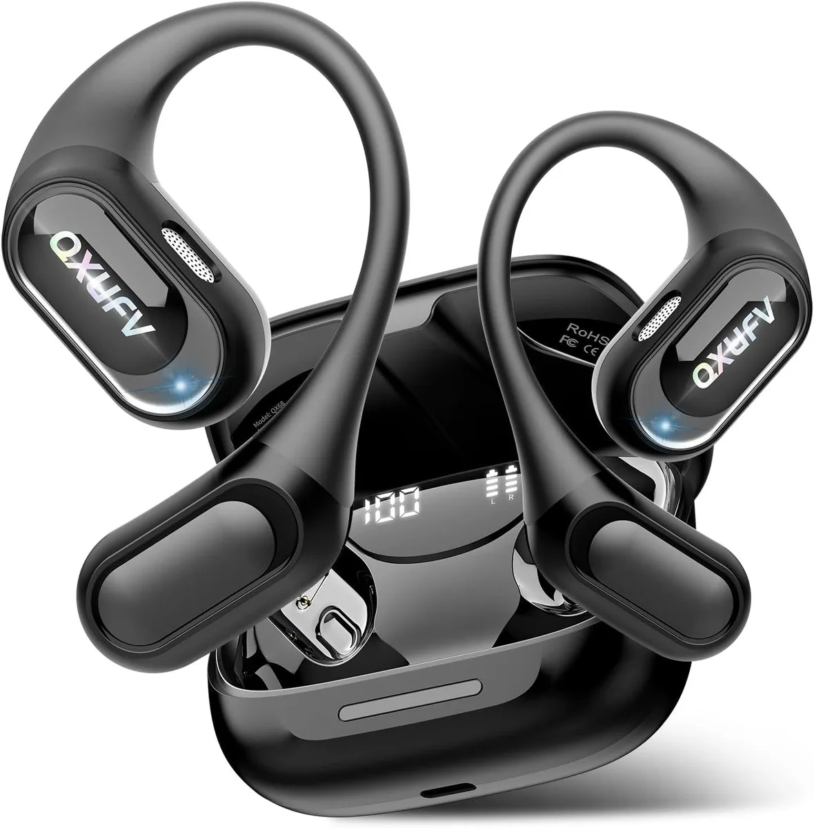 MAONO MAONO Open Ear Earbuds Bluetooth 5.4 50H 9.5g 14.2mm Black — product photo