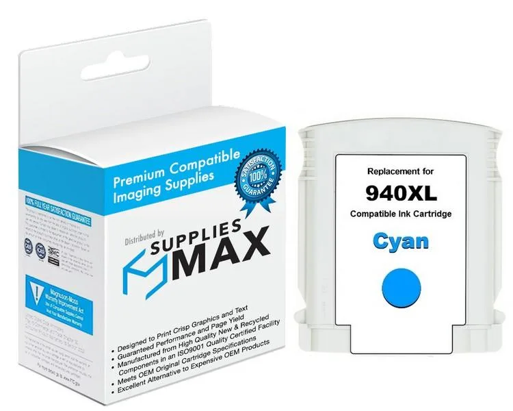 SuppliesMax SuppliesMax Cyan Inkjet Cartridge HP 940XL C4907AN 1400 Pages — product photo