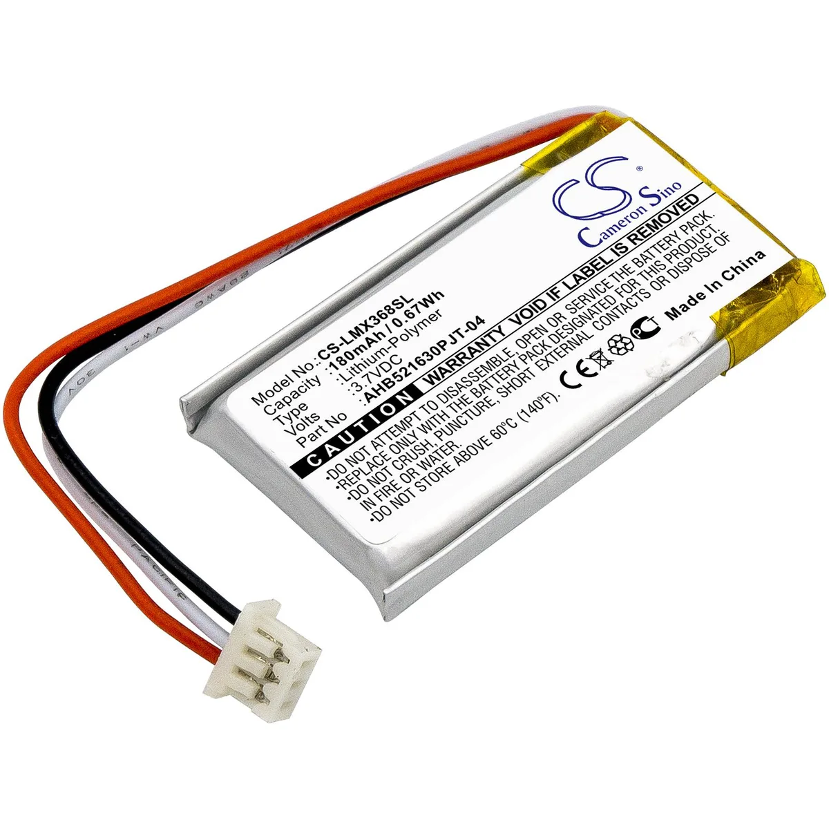 Cameron &amp; Co Cameron &amp; Co DS-CS-LMX368SL 3.7V 180mAh Li-Polymer battery — product photo