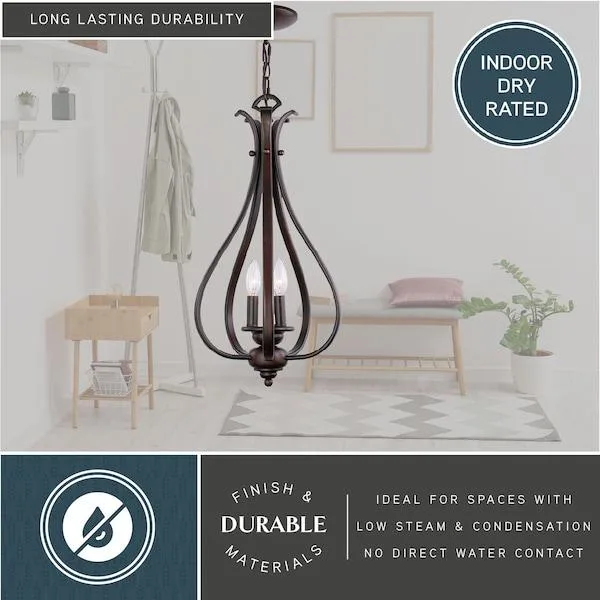 Vaxcel Vaxcel Monrovia 3-Light Bronze Teardrop Candle Pendant PD35459RBZ — product photo