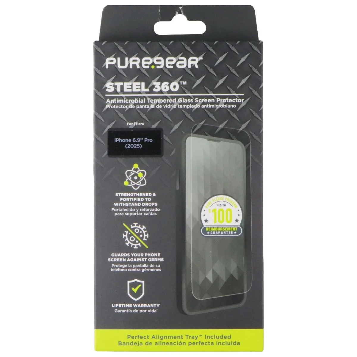 PureGear PureGear Steel 360 Tempered Glass Screen Protector iPhone 17 Pro Max — product photo