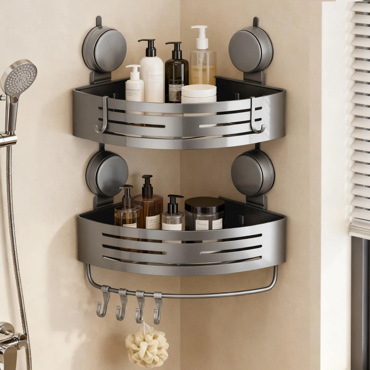 Structoline HC-04-01Gray bath storage corner shelf 2-pack gray 10 cm x 21 cm x 9 cm — product photo