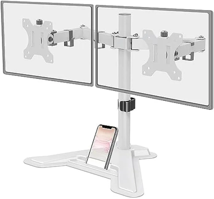 TAURKENAM TAURKENAM Dual Monitor Stand White 13-27in 17.6lb VESA 75/100 18.1in height — product photo