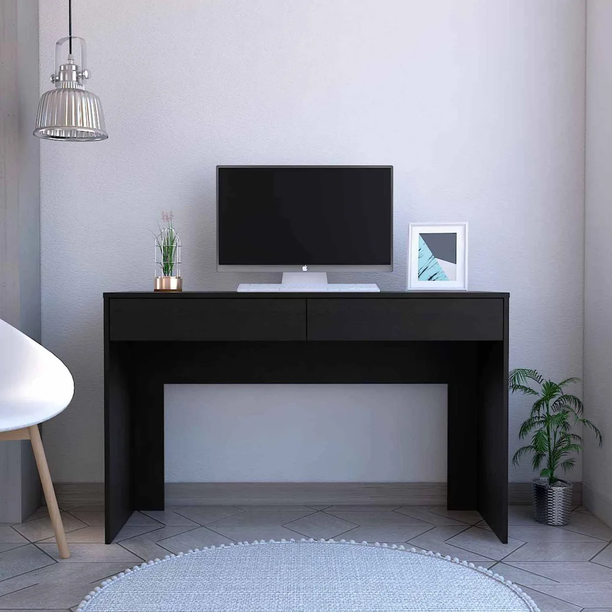 FM FURNITURE FM FURNITURE FM5686ELW Tampa Desk 47.3" W 29.4" H Two Drawers Black Wengue — product photo