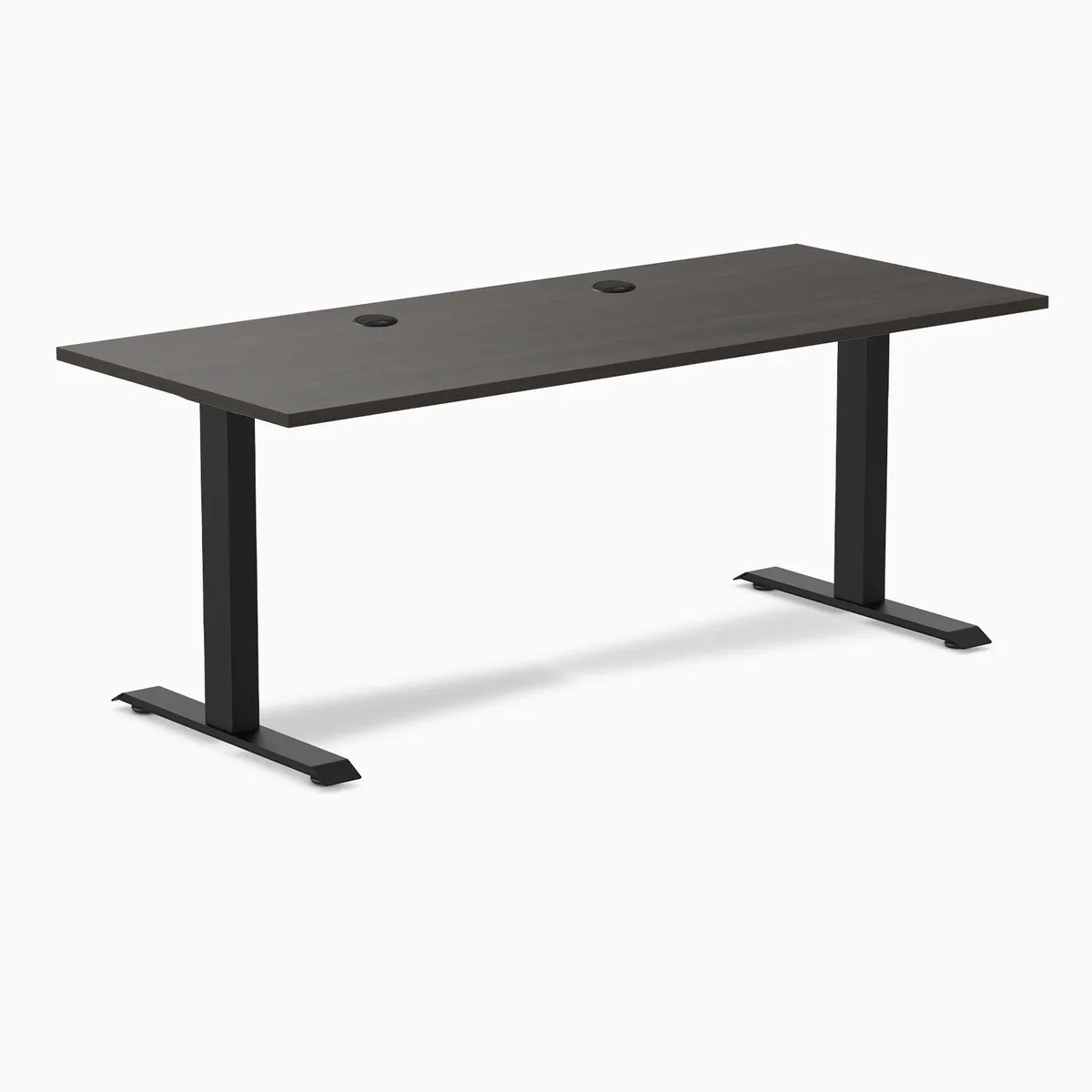 Desky Desky Zero Laminate Desk Burnished Wood Matte Black 70.9 x 29.5 in with Grommets — product photo