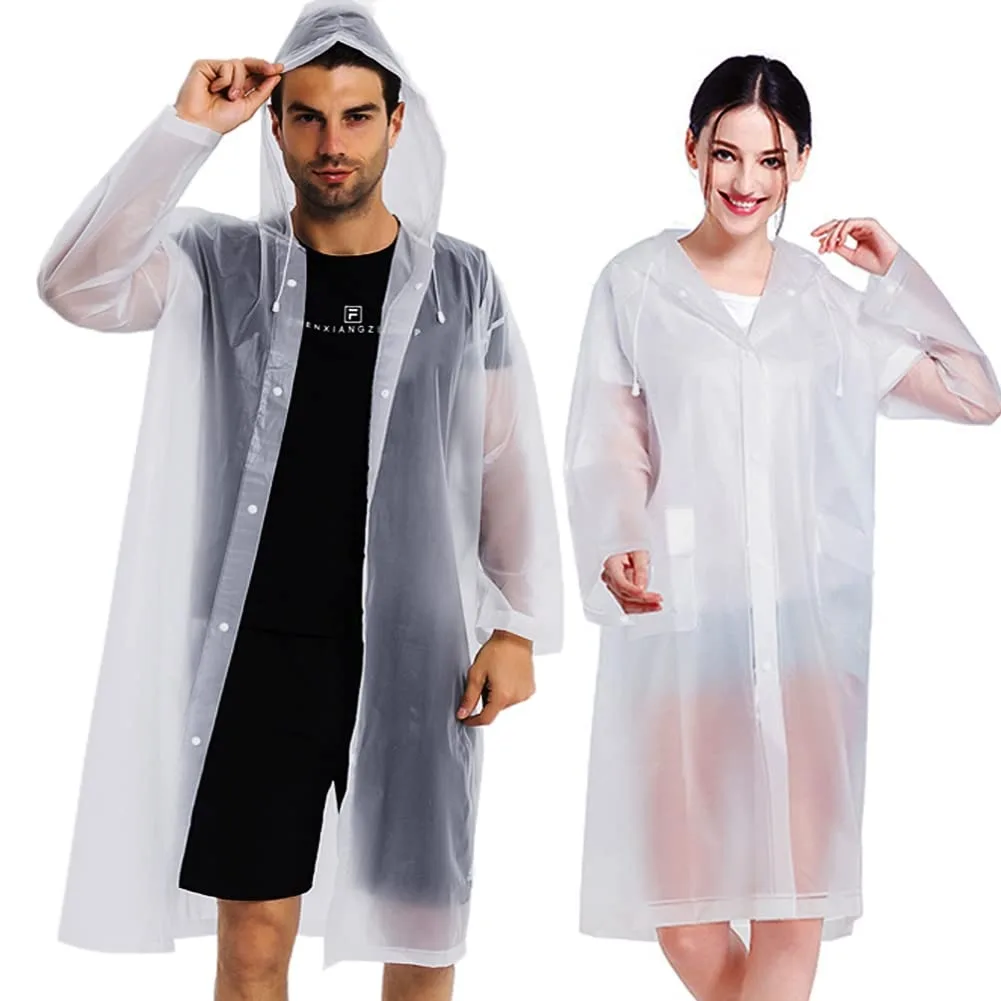  COOY EVA Rain Poncho 2 Pack White 60" x 27.5 — product photo