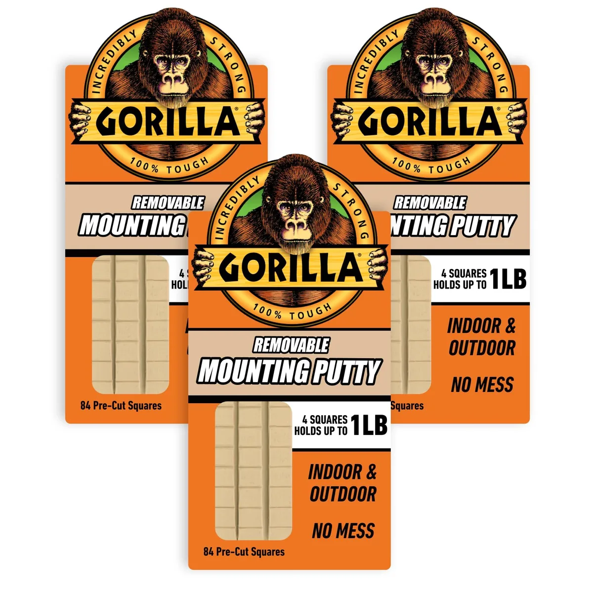 Rectangular pack of 84 pre-cut tan putty squares
