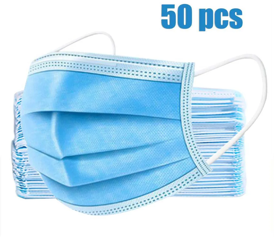 Ackmioxy Ackmioxy 50pcs Disposable 3-Layer Face Masks 17.5×9.5cm First Aid — product photo