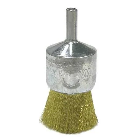 Weiler 93805 brass crimped wire end brush 1 inch diameter silver finish 1/4 inch round shank