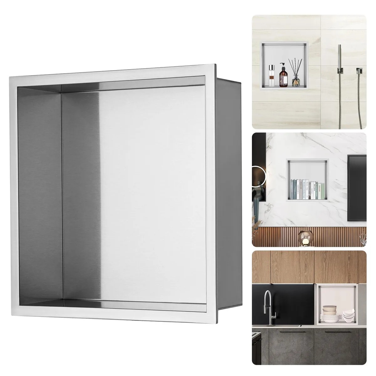 VEVOR VEVOR BA-303010-BR 13"x13" 304 Stainless Steel Shower Niche Silver — product photo