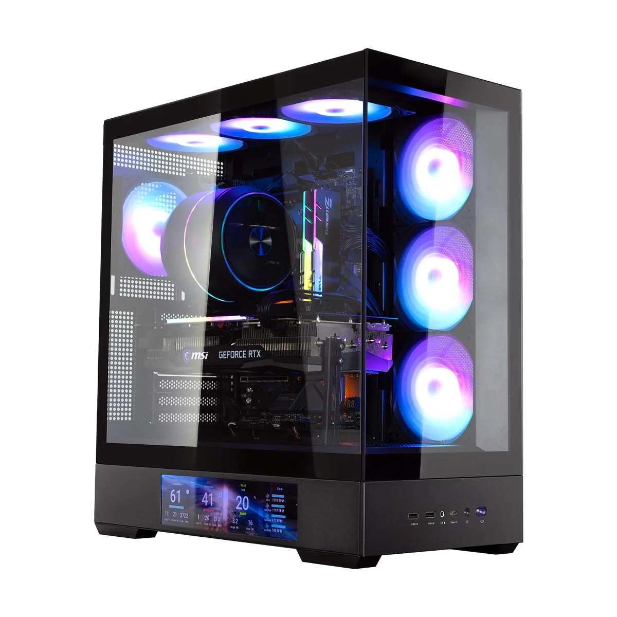 Zalman Zalman P40 DS ATX Mid-Tower PC Case 9.1 in LCD 4 ARGB Fans Black — product photo