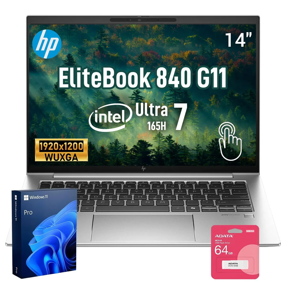 HP HP EliteBook 840 G11 14" Touchscreen Core Ultra 7 165H 24GB DDR5 1TB SSD Silver — product photo