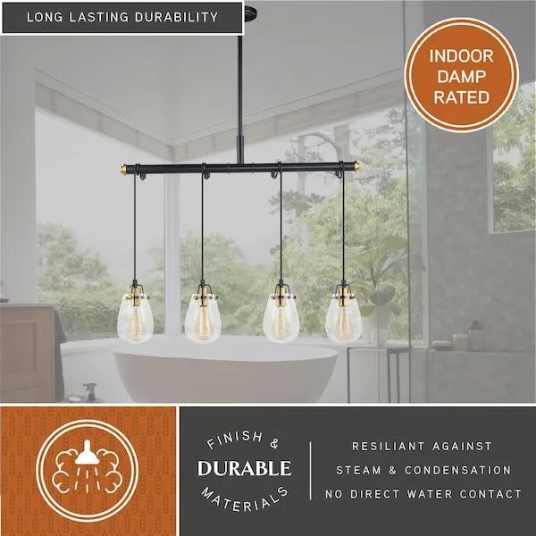Black four-light pendant light model P0234
