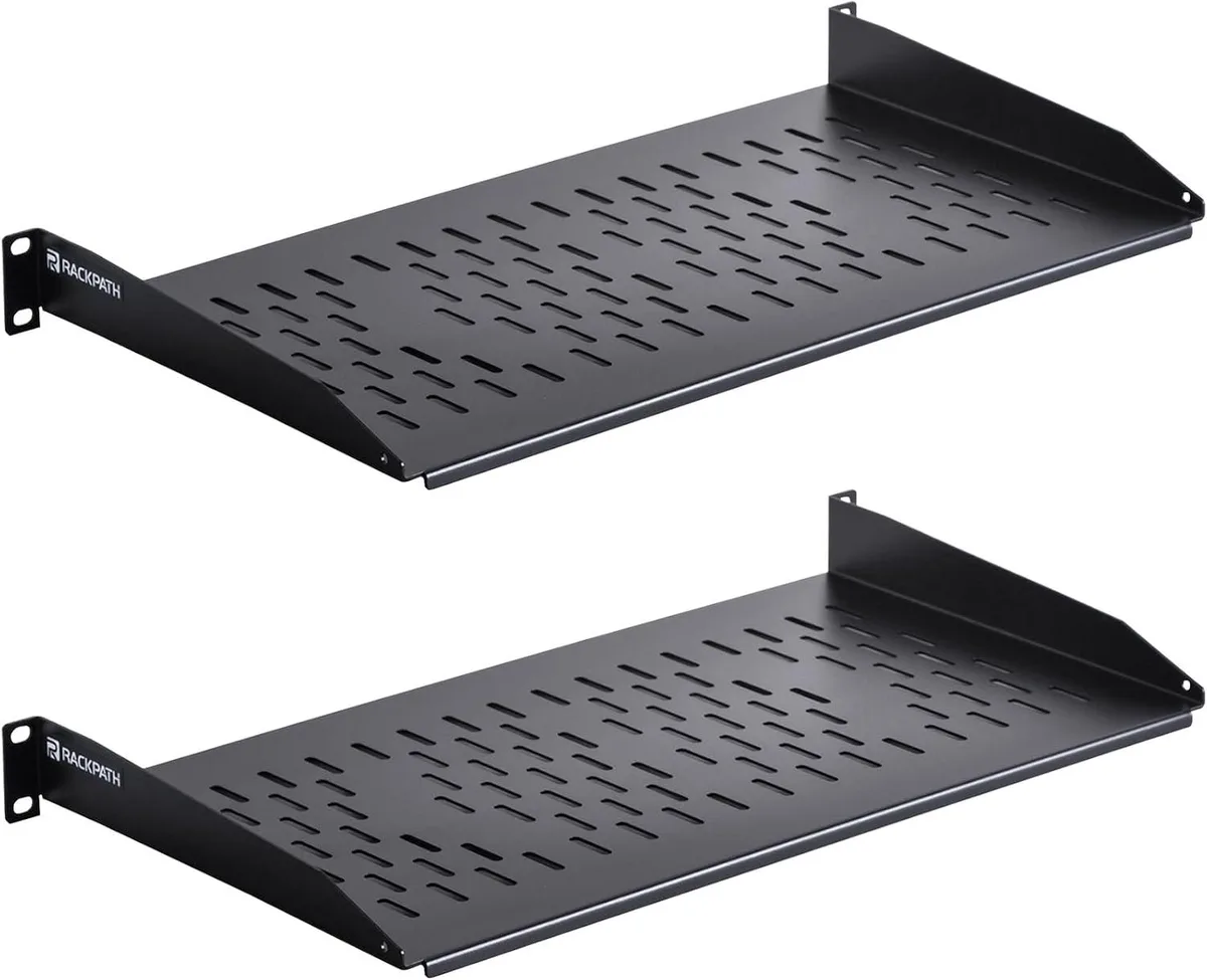PISKEKAT PISKEKAT 1U Cantilever Rack Shelf 10in Deep 19in 55lbs 2Pack — product photo