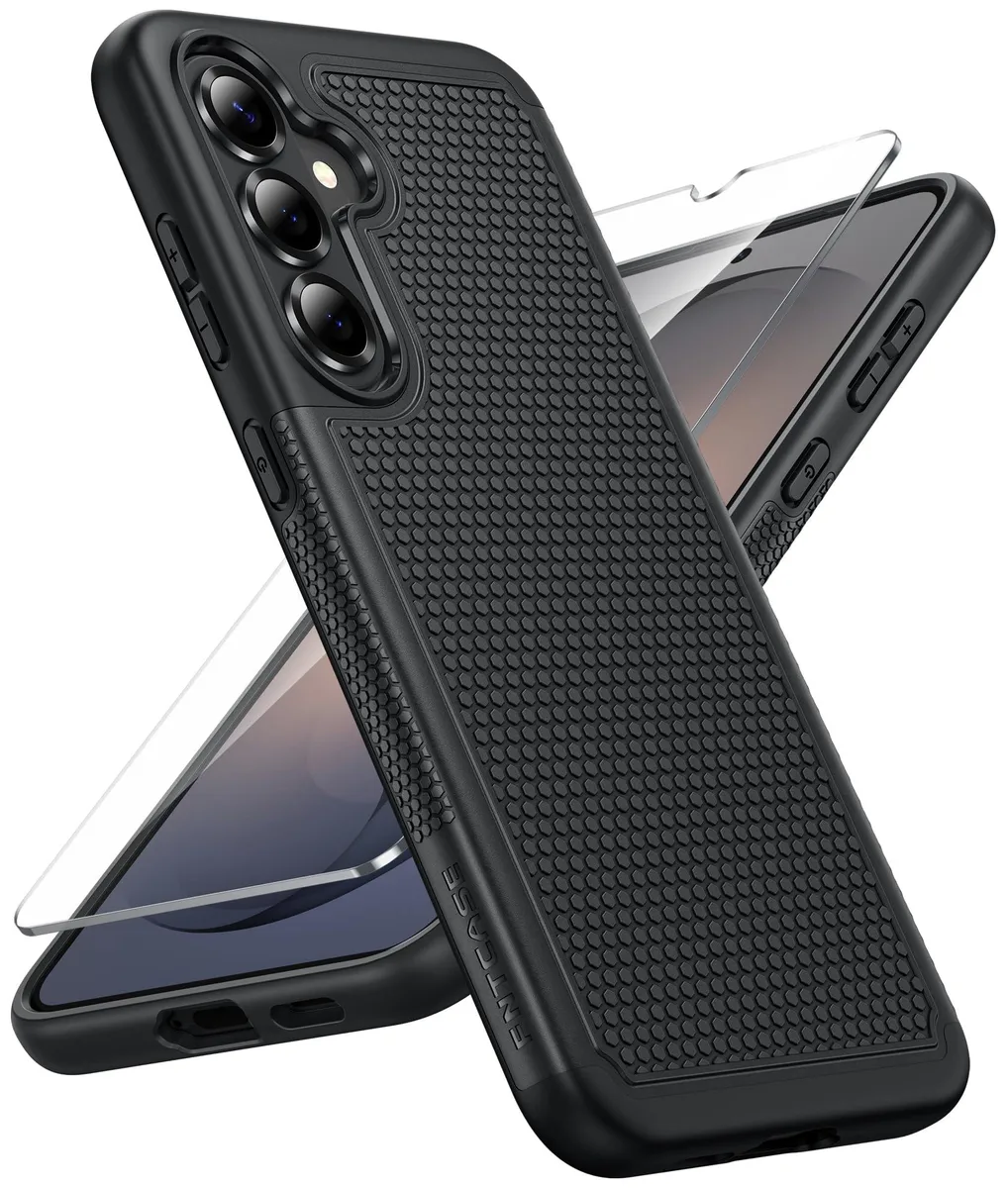 FNTCASE Samsung Galaxy S26 Case Black with Screen Protector — product photo