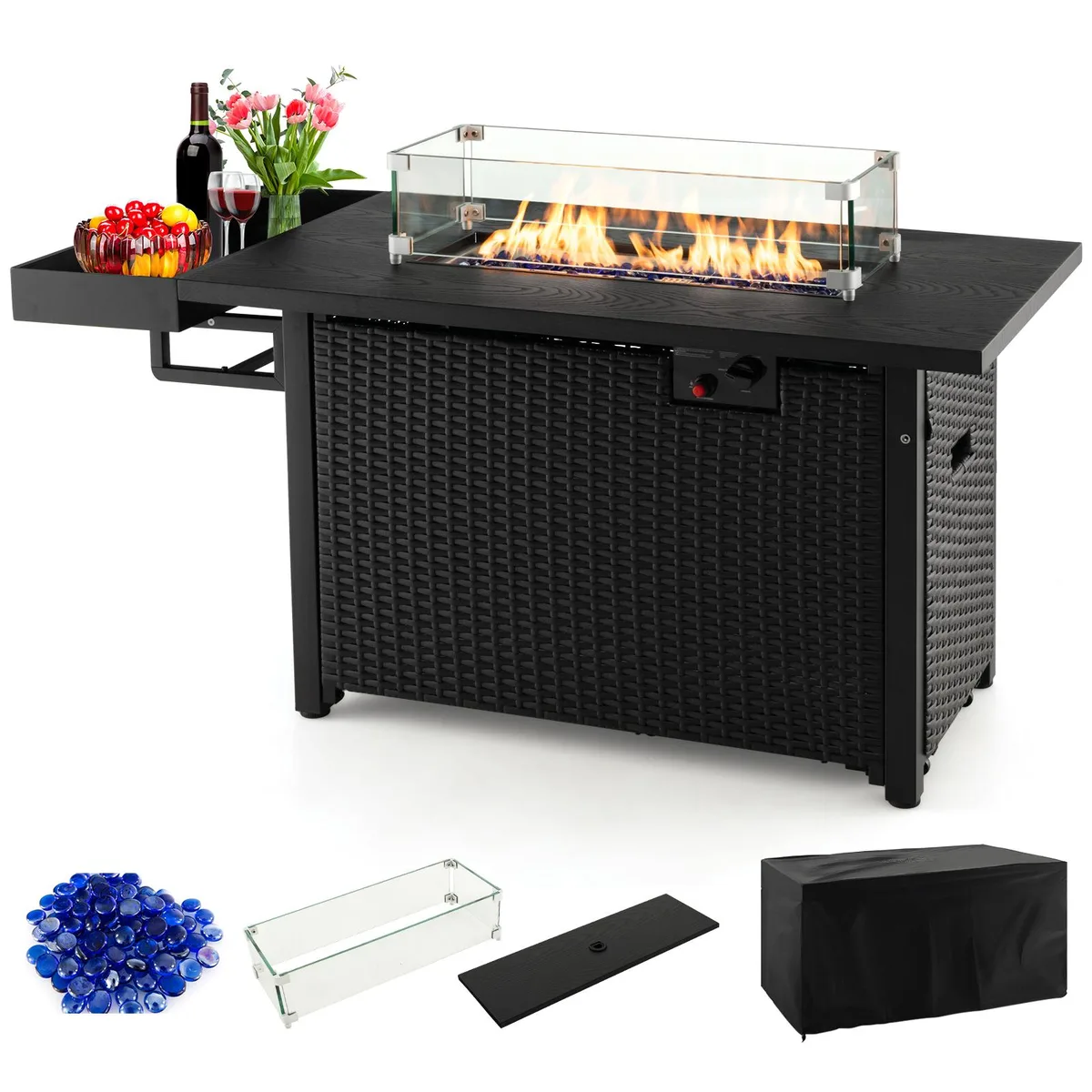 SlickBlue SlickBlue 52" Propane Fire Pit Table 50000 BTU Black — product photo