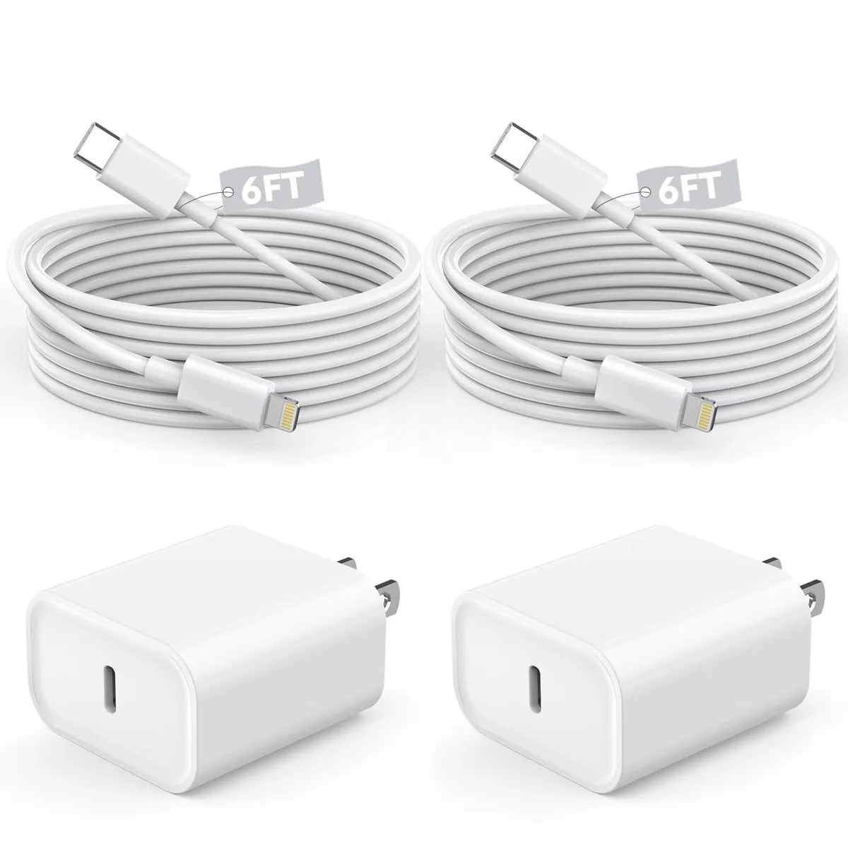 KINGARD KINGARD USB-C PD Charger Kit 2-Pack 6FT Lightning Cable MFi Certified — product photo